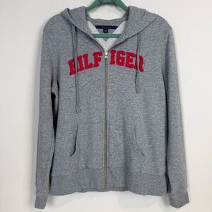 Tommy Hilfiger Red Patch Logo Grey Full Zip Hoodie XL